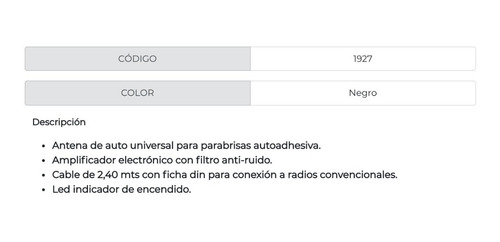Imagen 3 de 3 de Antena Universal Parabrisas Interior Maxi Vitra Radio Am Fm