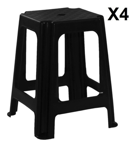 Imagen 2 de 7 de Banqueta Acero De Plastico Cuadrada Negra Gardenlife Kromos
