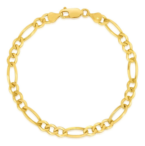 Pulsera Figaro Estilo 3x1 Oro 10k Kilates 18cm 4.5mm Italy Color Dorado Diámetro 6 cm Largo 18 cm