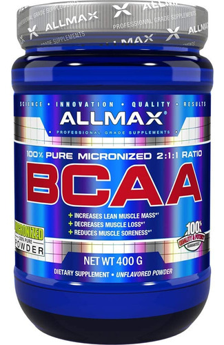 Bcaa, Proporción 2:1:1 Instantánea, Polvo Sin Sabor, 400 G,