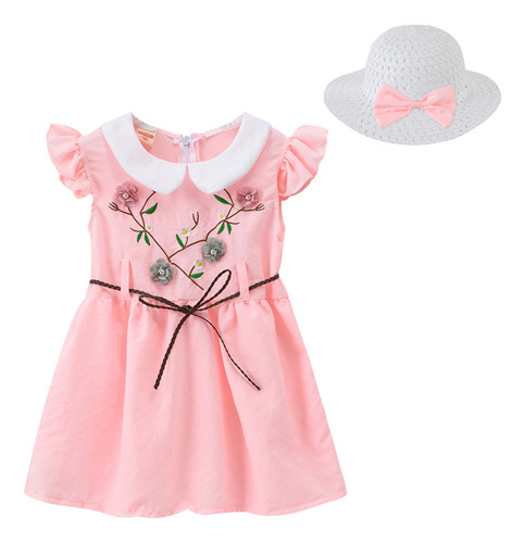 Falda Bordada Con Cuello De Muñeca De Verano Para Bebés Y Ni