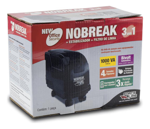 Nobreak Bivolt 1000va Função True Rms Preto - Force Line