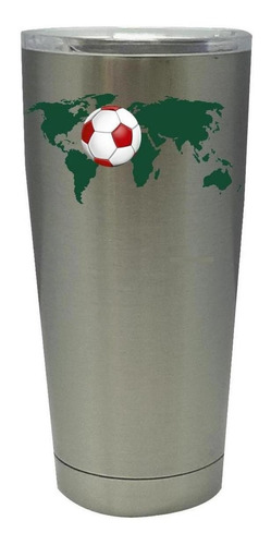 Vaso Térmico Termo Pm Shop 20 Oz Fútbol Mundial Od76961 Color Plateado