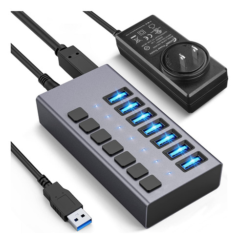 Hub Usb Alimentado - Acasis 7 Puertos 36w Usb 3.0 Data Hub -