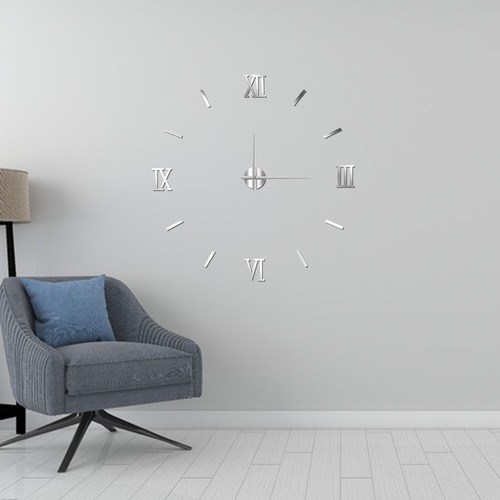 Reloj De Pared Minimalista En 3d, Dorado, 40 Cm, Sin Perfora