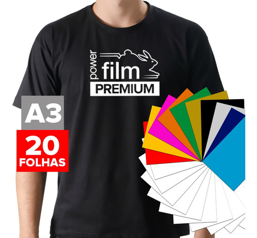 Filme P/ Plotter Termocolante A3 20 Fls 10 Branca + 10 Color Cor Preto