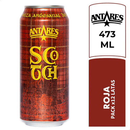 Cerveza Antares Scotch Roja Artesanal Lata - Pack X12