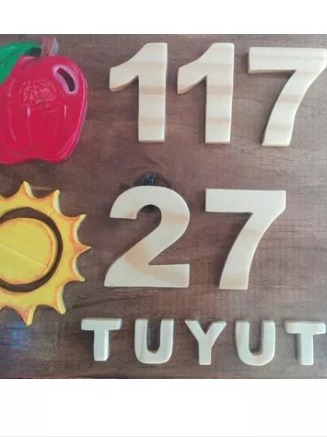 Imagen 2 de 2 de Cartel Manzana Y Solar Con Relieve Y Pintado Mano