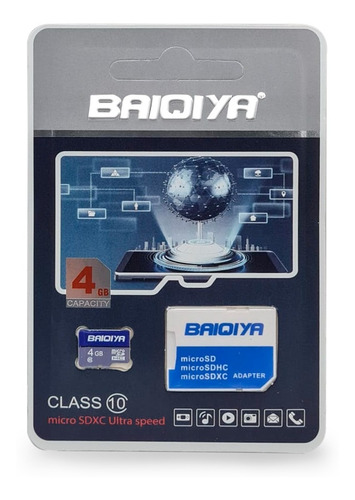 Imagen 1 de 2 de Tarjeta De Memoria Micro Sd 4 Gb Baiqiya Garantia Clase 10