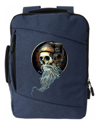 Morral Espalda Calavera Babaro Skull Maleta Portafolio Azul