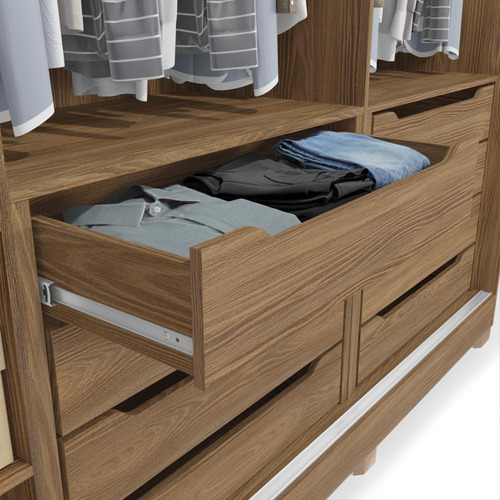 Guarda-roupa Casal Mdf Kappesberg C/pés 3 Pts 8 Gav Nogueira