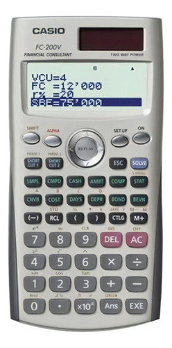 Calculadora Financiera Casio Fc-200v Color Plateado