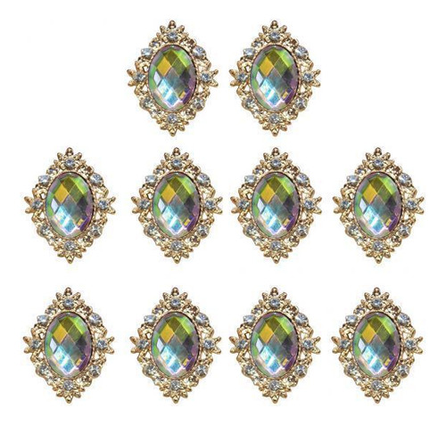 4 Adornos De Espalda Plana Color Ab 30x25mm Color Ab 30x25mm