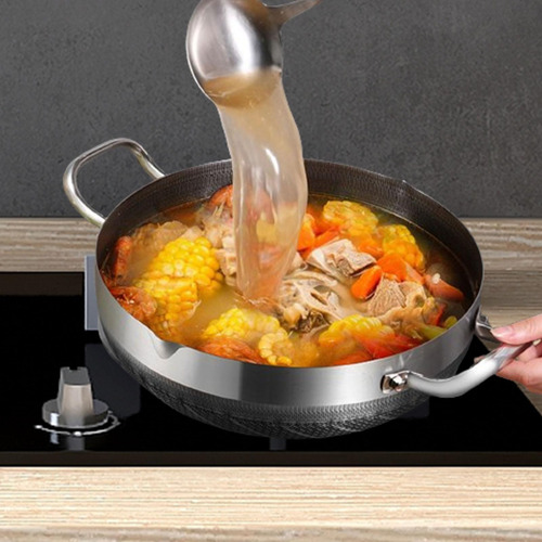 Olla De Sopa De Acero Inoxidable Para Freír, 30 Centimetros