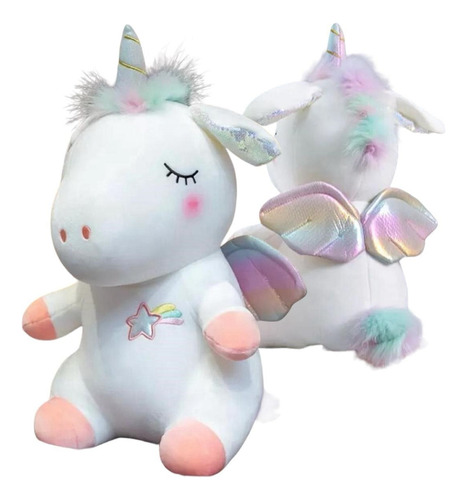 Peluche Unicornio Con Luz Y Musical 45 Cm Alto Dos Colores