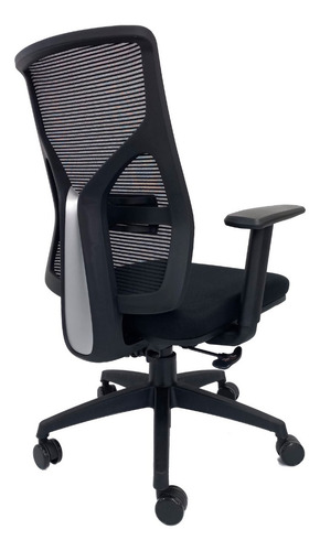 Sillon Ergonomico Cool Back Brazos Regulables Sin Cabezal Color Negro Tela Negra
