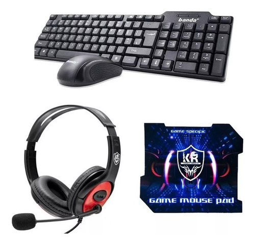 Combo Gamer 4 En 1 Teclado Mouse Audífonos Y Mouse Pad Pc 