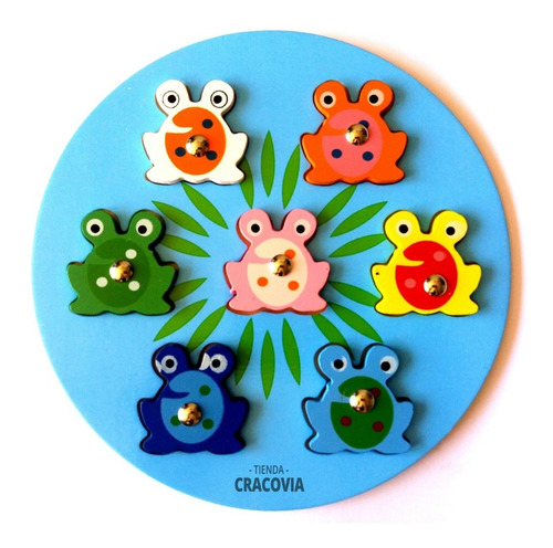 Juego De Pesca De Madera Didáctico Imantado Ranas Colores
