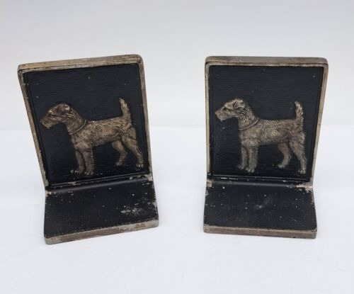 Bradley & Hubbard Bookends Fox Terrier, Cast Circa 1930s Ffq