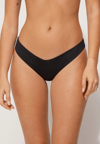 Oysho Parte Baja De Bikini Tanga Brasileña Corte V Negro Lisa M