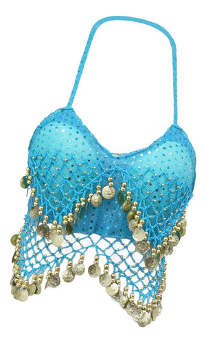 2 Trajes De Top Corto Con Lentejuelas, Ropa De Baile, Azul
