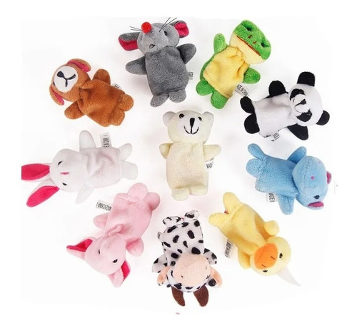 Imagen 6 de 6 de Titeres De Animales Para Dedo Pack De 10 Surtido Peluche