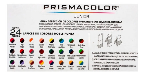 Imagen 3 de 5 de Prisma Color 24 Lapices Doblecolor (48 Colores) Largos