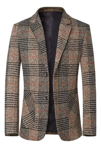 Blazer Hombre Estilo Británico Clásico Patrón De Cuadros