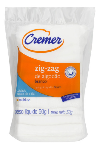 Algodão Zig-Zag Multiuso Cremer Pacote 50g