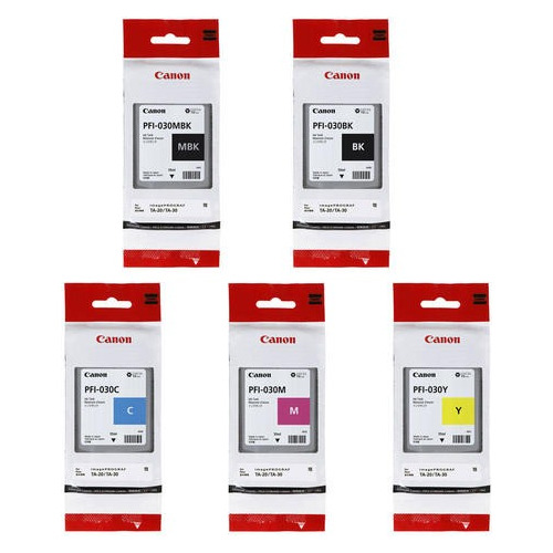 5 Pzas Canon Imageprograf Ta-20 Negro Mate Pfi-030 Mbk 55 Ml