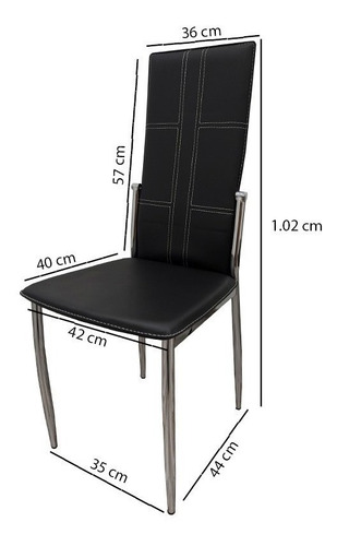 Imagen 3 de 5 de Silla Cromada Tapizado Ecocuero Varios Colores - Sheshu