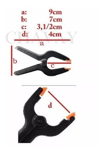 Imagen 7 de 9 de Prensas De Mano Plastica 3 Pulgadas Clip X 4 Unidades Chavay