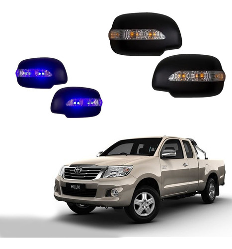 Cubre Espejos Led Ambar Y Azul Toyota Hilux Vigo 2012 2015