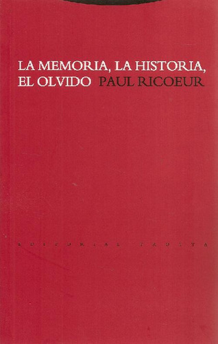 Libro La Memoria, La Historia, El Olvido De Paul Ricoeur