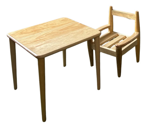 Mesa Y Silla Infantil De Madera De Pino
