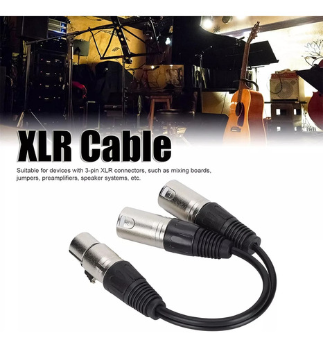 Cable Y Adaptador Xlr Hembra A 2 Xlr Doble Pines Macho