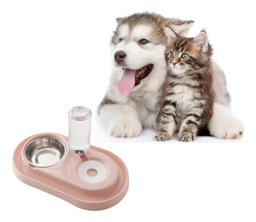 Comedero Y Bebedero Con Flotabilidad Perro Y Gato Rosa