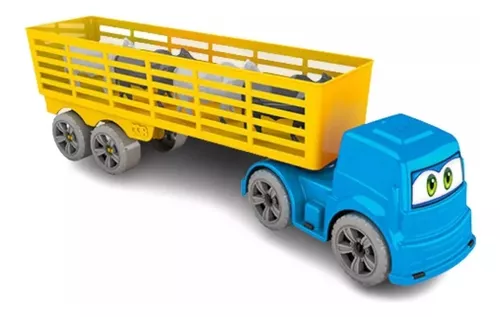 Brinquedo Infantil Caminhão Carreta Bitrem Boiadeiro 10 Bois
