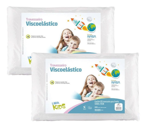 Kit 2 Travesseiros Nasa Visco Kids Infantil - Fibrasca