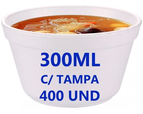 Imagem 1 de 7 de Kit C/400 Cumbuca Pote De Isopor 300ml Sem Tampa