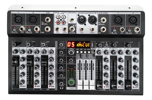 Console De Som Profissional De 8 Canais, Entrada Usb Mp3