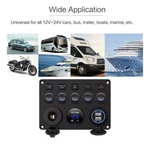 Cuadro Electrico 5 Teclas 2 Usb Con Voltímetro Barco Barco