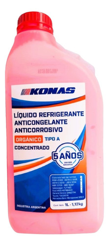 Liquido Refrigerante Konas Rosa Fluor 1 Litro - Concentrado 