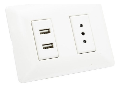 Enchufe Tomacorriente Simple Con 2 Usb Philco / Tecnocenter Color Blanco