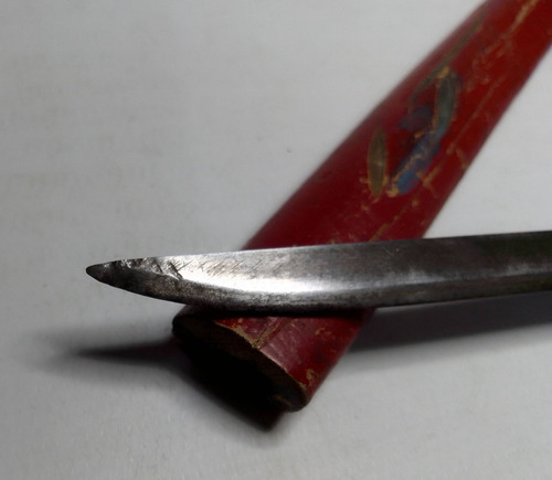Antiguo Abre Cartas Espada Origen Japón . 18cm Total Rojo (Usado)