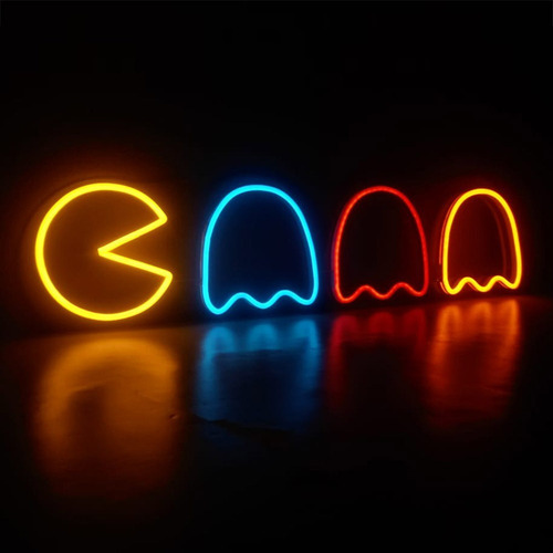 Cartel Neon Led Lampara Luz Pacman App Bluetooth Efectos