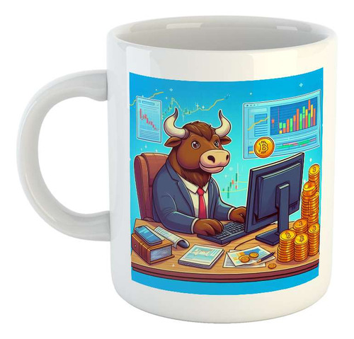 Taza Ceramica Toro Bitcoin Trading Bullmarket Cripto M4