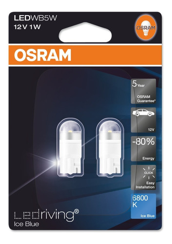 Lampara Led W5w Osram Led Premium Color Azul Posición (par)