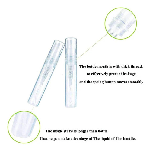 50 Uds. Mini Botella Pulverizadora De Plástico 2ml 3ml 5ml