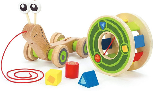 Imagen 4 de 7 de Juguete Para Bebé De Madera Caracol Para Pasear Y Arrastre